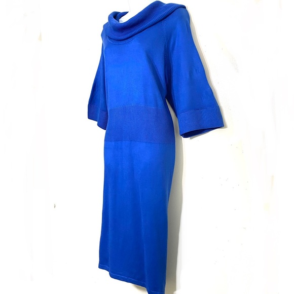 Avenue Dresses & Skirts - Avenue sweater dress BLUE knit cowl neck 3/4 sleeve plus size 22/24